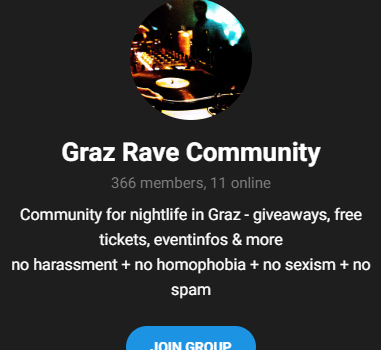 Join our Graz Rave Community on Telegram
